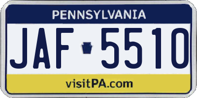 PA license plate JAF5510
