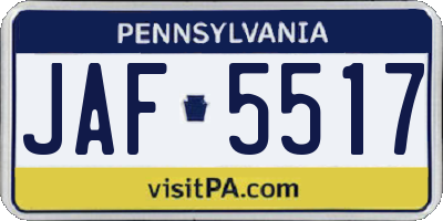 PA license plate JAF5517