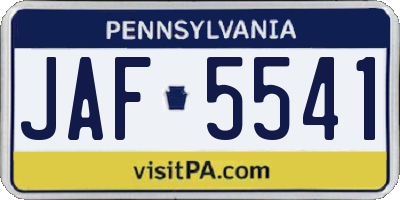PA license plate JAF5541
