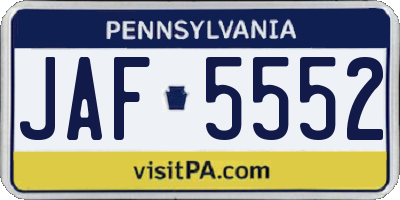 PA license plate JAF5552