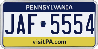 PA license plate JAF5554