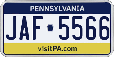 PA license plate JAF5566