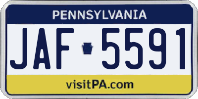 PA license plate JAF5591