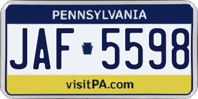 PA license plate JAF5598