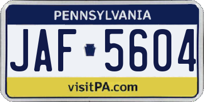 PA license plate JAF5604