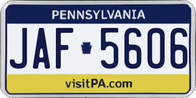 PA license plate JAF5606