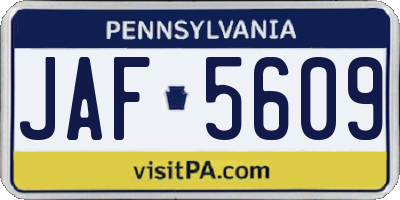 PA license plate JAF5609