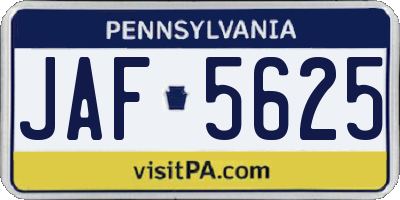 PA license plate JAF5625