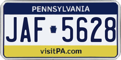 PA license plate JAF5628