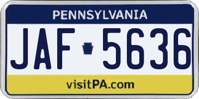 PA license plate JAF5636
