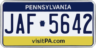 PA license plate JAF5642