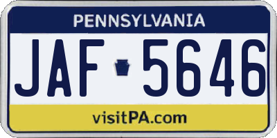PA license plate JAF5646