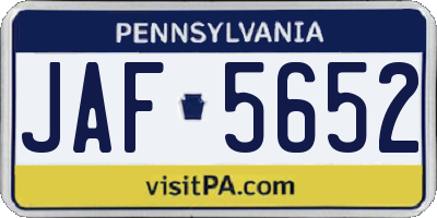 PA license plate JAF5652