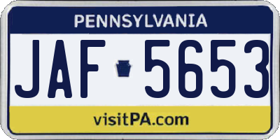 PA license plate JAF5653
