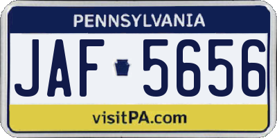 PA license plate JAF5656