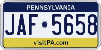PA license plate JAF5658
