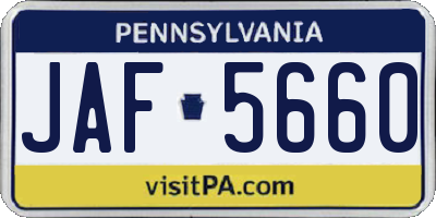 PA license plate JAF5660