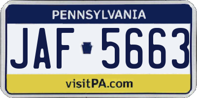 PA license plate JAF5663