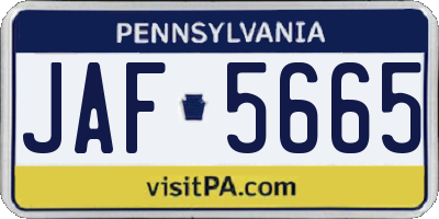 PA license plate JAF5665