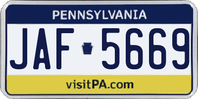 PA license plate JAF5669