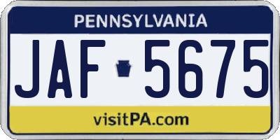 PA license plate JAF5675