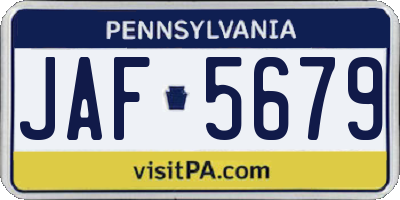 PA license plate JAF5679