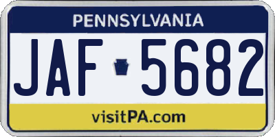 PA license plate JAF5682