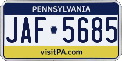 PA license plate JAF5685