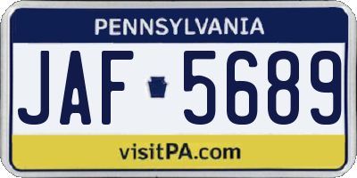 PA license plate JAF5689
