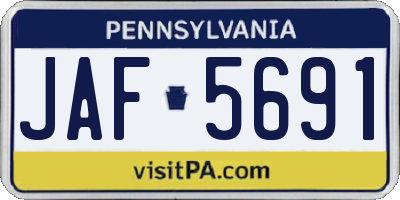 PA license plate JAF5691