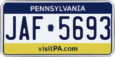PA license plate JAF5693