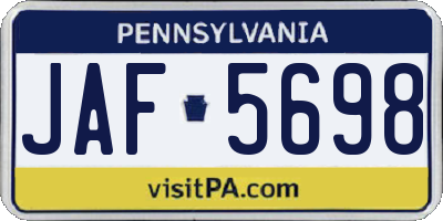 PA license plate JAF5698