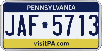 PA license plate JAF5713