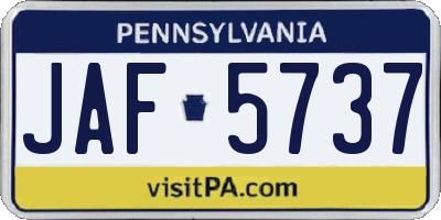 PA license plate JAF5737