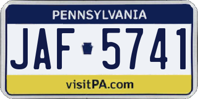 PA license plate JAF5741