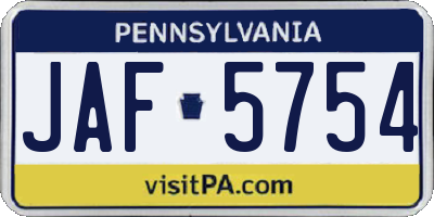 PA license plate JAF5754