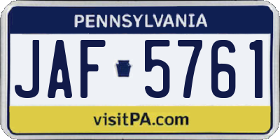 PA license plate JAF5761