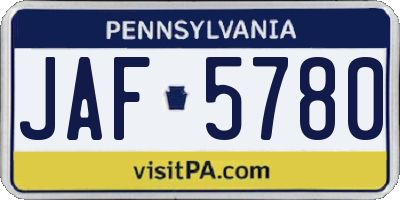 PA license plate JAF5780