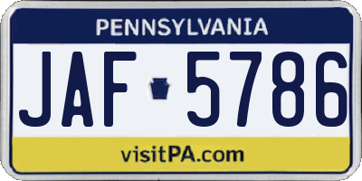 PA license plate JAF5786