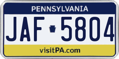 PA license plate JAF5804
