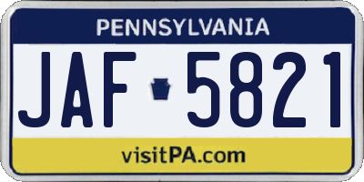PA license plate JAF5821