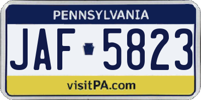PA license plate JAF5823