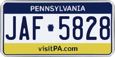 PA license plate JAF5828