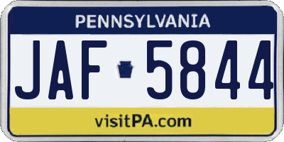 PA license plate JAF5844