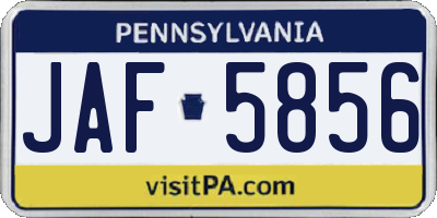 PA license plate JAF5856