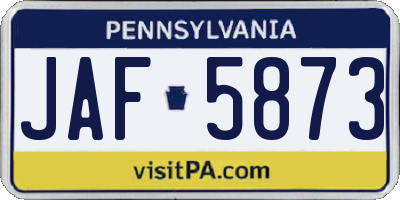 PA license plate JAF5873