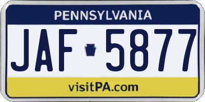 PA license plate JAF5877