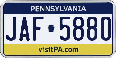 PA license plate JAF5880