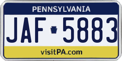 PA license plate JAF5883