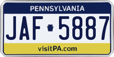 PA license plate JAF5887